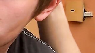 Adorable young man engages with self pleasure cumming hard