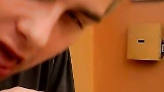 Adorable young man engages with self pleasure cumming hard