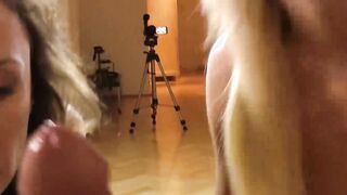 Classy vixen and young babe fucked while standing