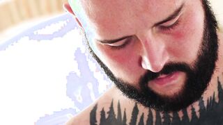 Bear daddies enjoy rimming before bareback ass slamming