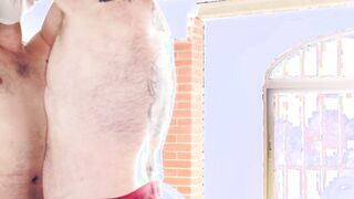 Bear daddies enjoy rimming before bareback ass slamming