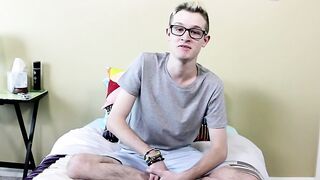 Skinny little dick lover jerking off his monstrous piece