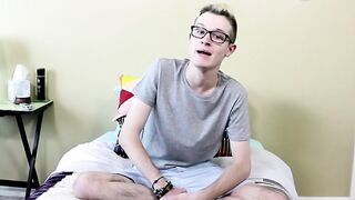 Skinny little dick lover jerking off his monstrous piece