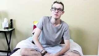 Skinny little dick lover jerking off his monstrous piece
