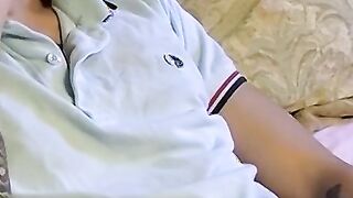 Smoking hot action with charming twink by cock stroking