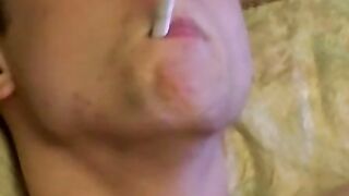 Smoking hot action with charming twink by cock stroking