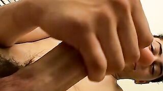 Skinny straight thug strokes his hairy cock and cums