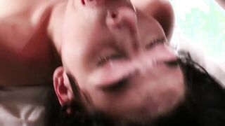Gorgeous tranny Alexa Scout throat fucked and facialized