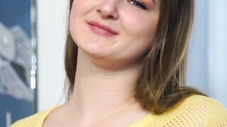 Naughty babe Eliza Eves puts huge dildo up her tiny pussy