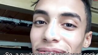 Latino first timer takes raw dick in ass and cum in mouth