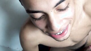 Latino first timer takes raw dick in ass and cum in mouth