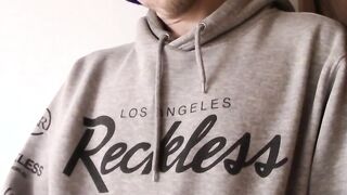 Skinny straight thug plays with his hard cock and balls