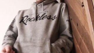 Skinny straight thug plays with his hard cock and balls
