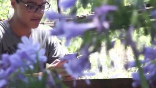Hottest latino twink cum sprayed after bareback in nature
