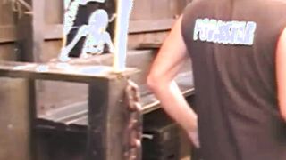 Black gay ass stuffed with white mature dick after blowjob