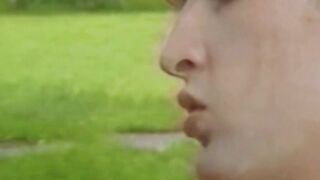 Thick cock jock sucked off in passionate outdoor encounter
