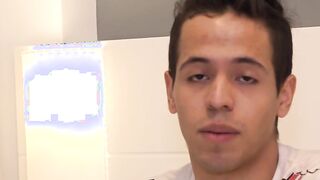 Latino twink barebacked and cummed on after an interview