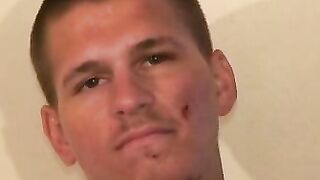 Inked amateur dude with big boner jerks off hard