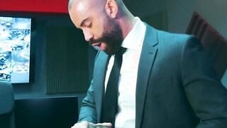 Sexy office boy pounded gay coworkers ass in the CCTV room