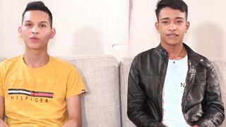 Latin twinks love raw ass fucking in threesome fuckfest