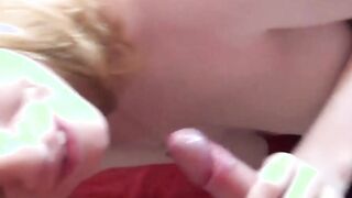 Nerdy English babe with short hair likes to suck it deep
