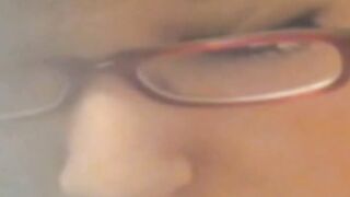Nerdy Japanese beauty teasing her clit and pussy