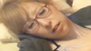 Nerdy Japanese beauty teasing her clit and pussy