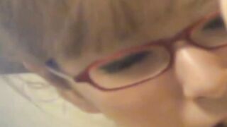 Nerdy Japanese beauty teasing her clit and pussy