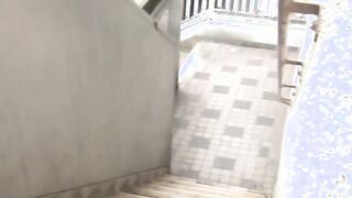 Young Japanese schoolgirl pisses her panties outdoor