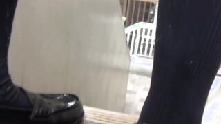 Young Japanese schoolgirl pisses her panties outdoor