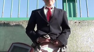 Japanese teen voyeur vibrator pussy play after school