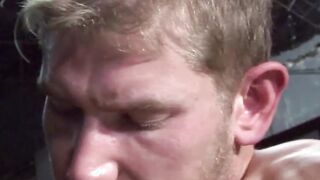 Skinny Alex sucking cock before tasting warm spunk