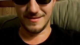 Handsome straight dude strokes his firm cock and cums