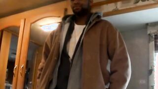 Black dude Dorky comes in a for a wank and a blowjob