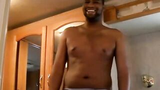 Black dude Dorky comes in a for a wank and a blowjob