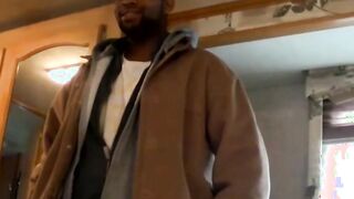 Black dude Dorky comes in a for a wank and a blowjob