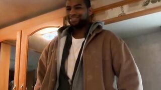 Black dude Dorky comes in a for a wank and a blowjob