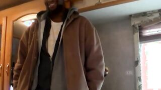Black dude Dorky comes in a for a wank and a blowjob