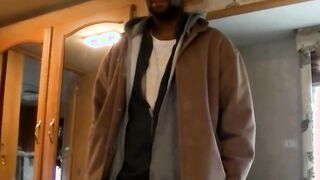 Black dude Dorky comes in a for a wank and a blowjob