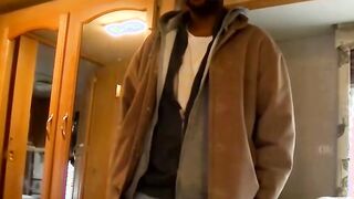 Black dude Dorky comes in a for a wank and a blowjob