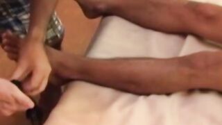 Oriental gay uses his feet and tight ass to please his daddy