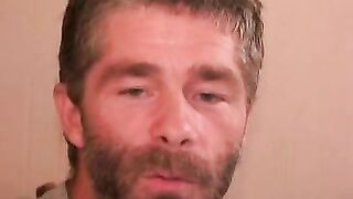 Bearded mature gay dude loves anal play while masturbating