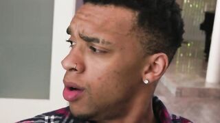 Throating Asian cutie using a big black dick