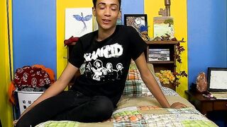 Asian teen Andrew Brenton masturbates alone until cumming
