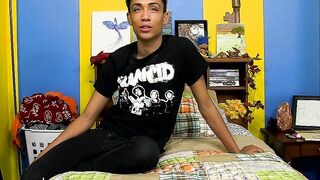 Asian teen Andrew Brenton masturbates alone until cumming