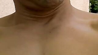 Jerking off outside the house after I blow my stick