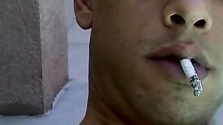 Jerking off outside the house after I blow my stick