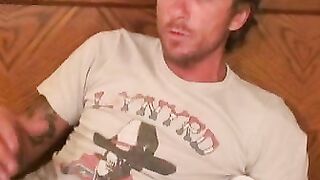 Messy amateur guy smokes while stroking his big cock