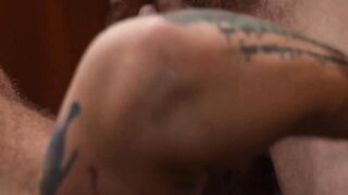 Bearded jock Riley Mitchel sucks Alpha Wolfes unshaved cock
