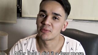 Straight Latin amateur cums in gays mouth after cock riding
